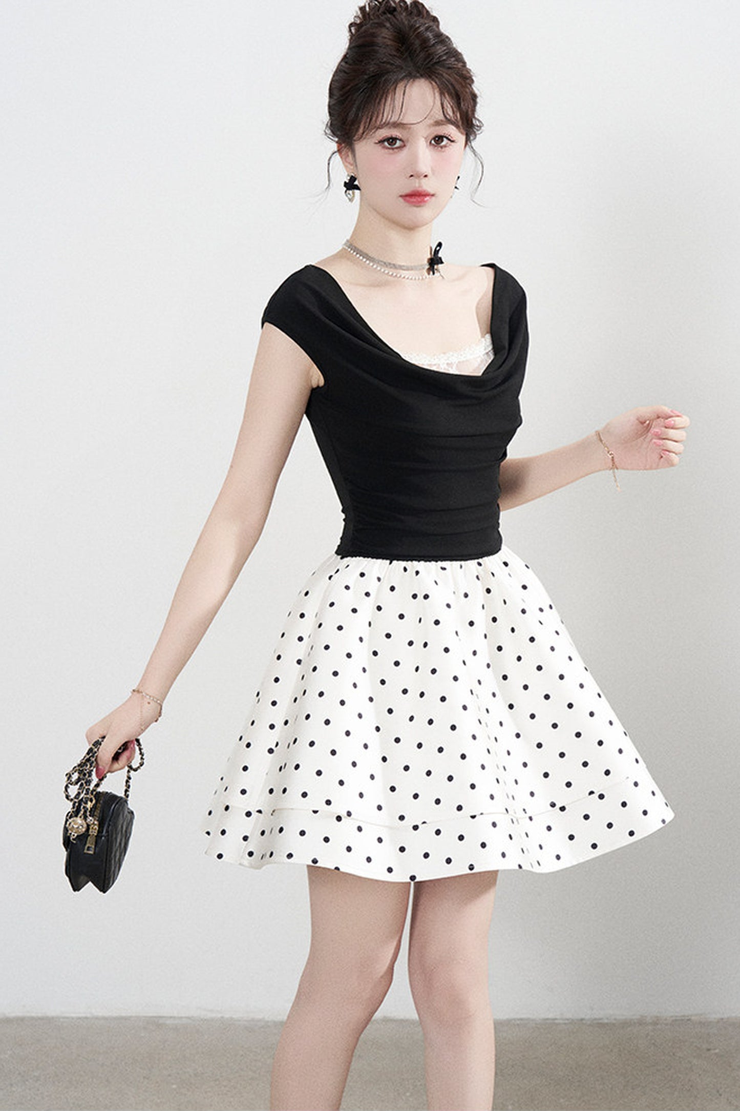 French Polka Dot A-Line Dress