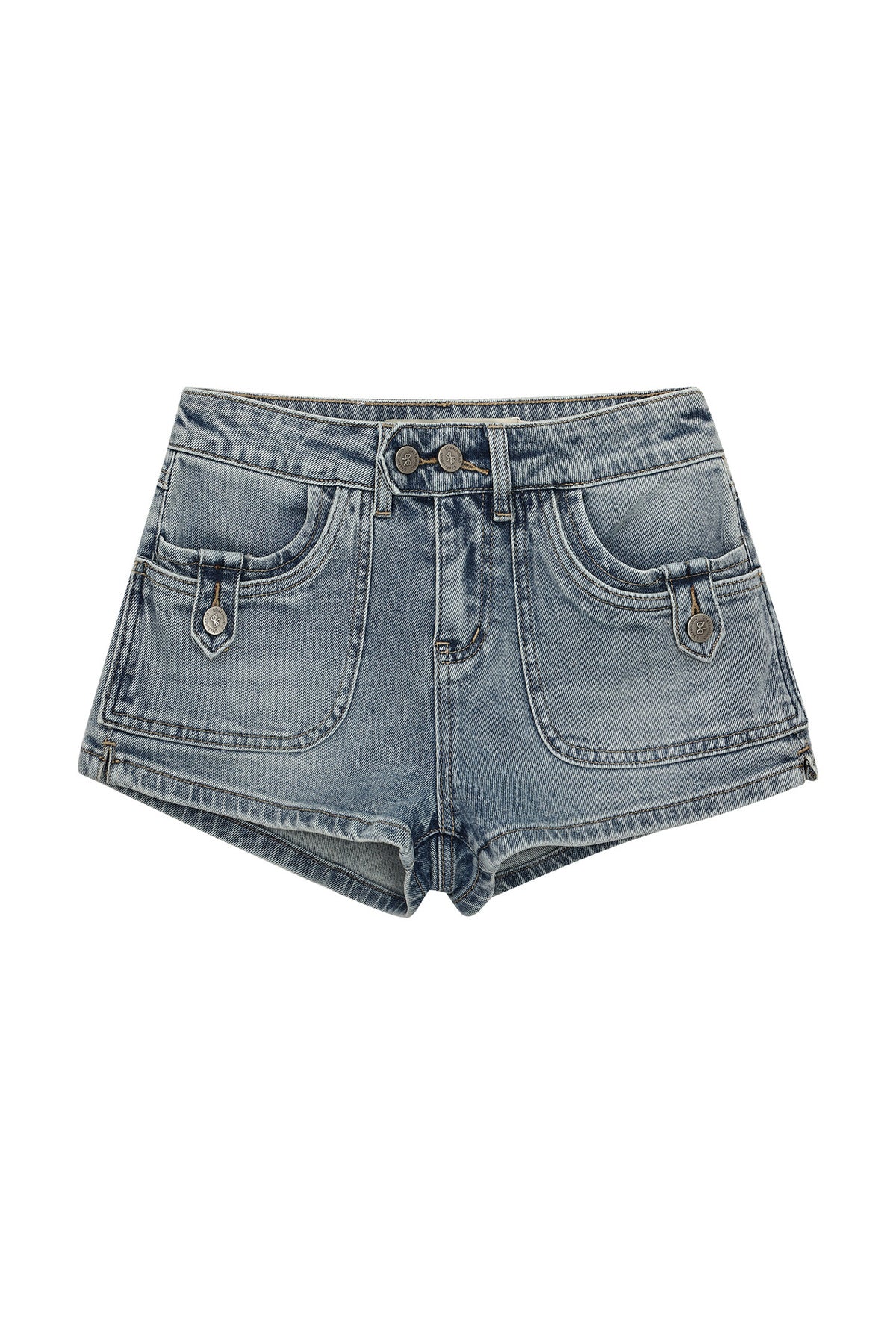 Shorts in denim a vita bassa con tasche grandi