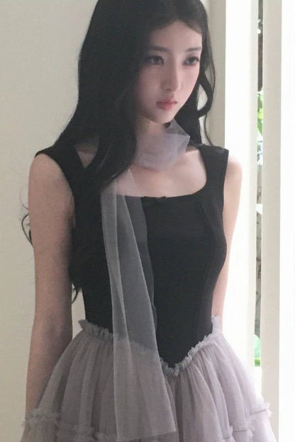 Narcissus Mesh Patchwork Dress