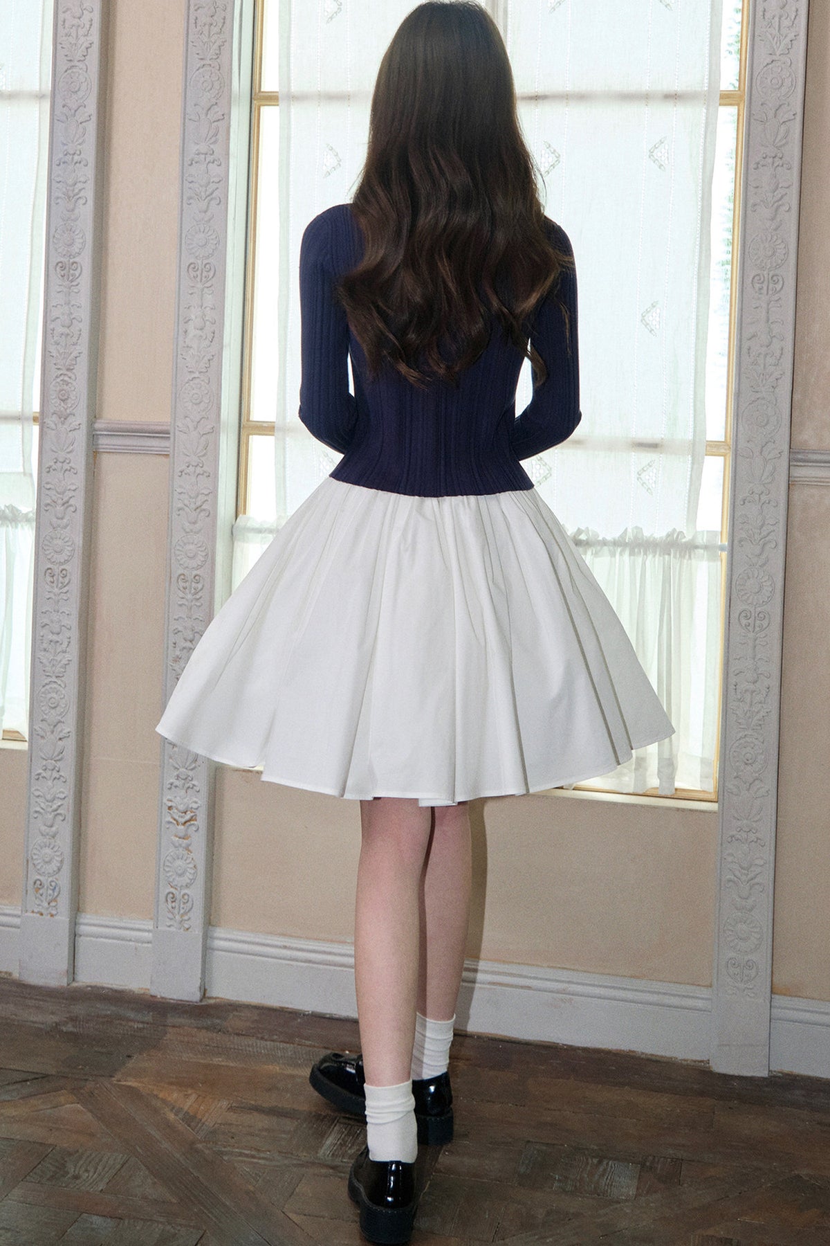 Pleated A-Line Midi Skirt