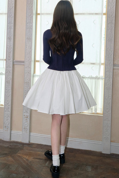 Pleated A-Line Midi Skirt