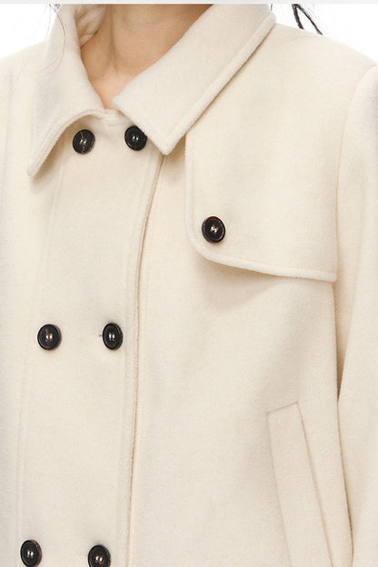 White Wool Double-Breasted Jacket and Pants Set