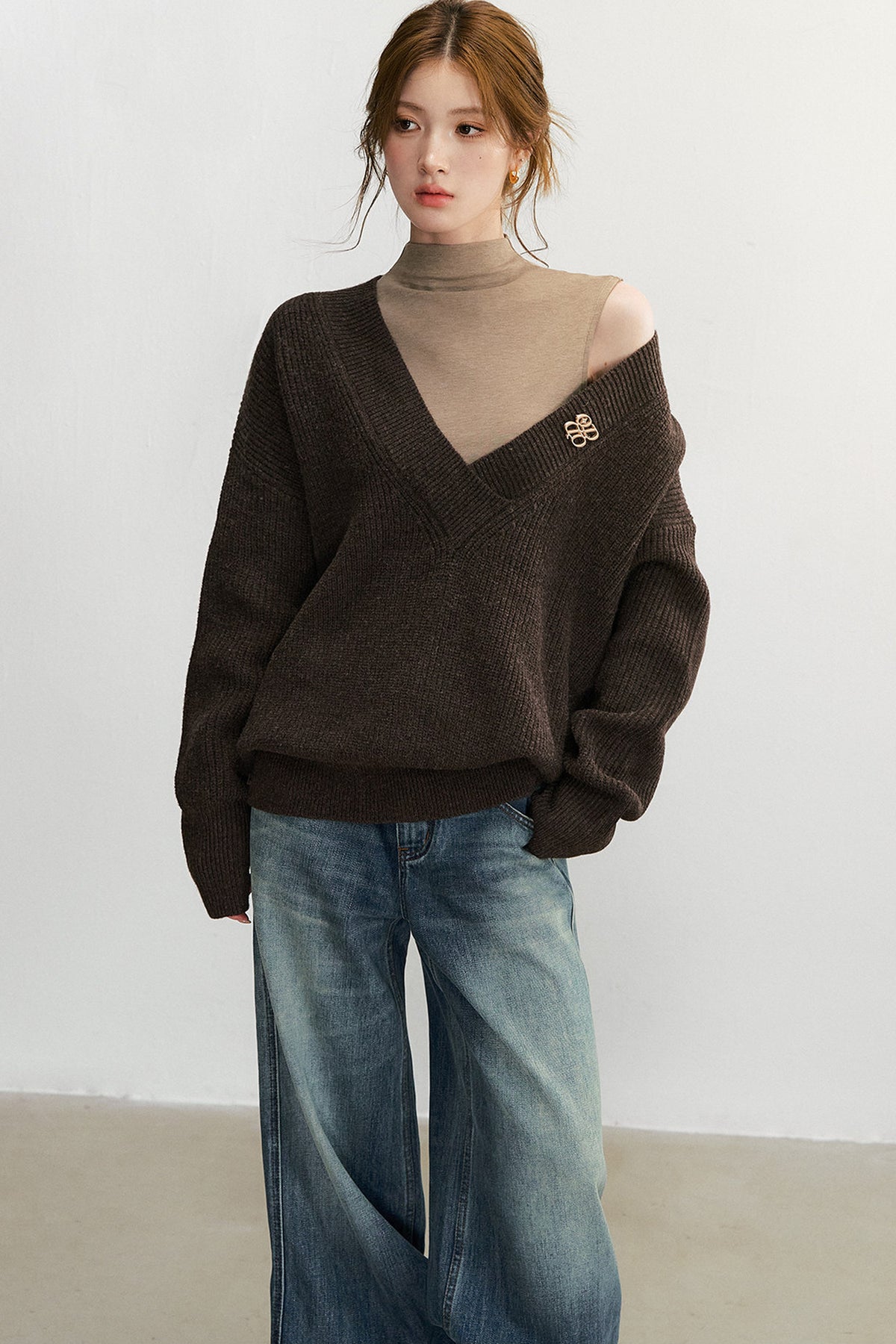 Ärmelloses Westen-Set im Lagenlook aus Wollmischung