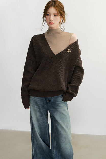 Ärmelloses Westen-Set im Lagenlook aus Wollmischung