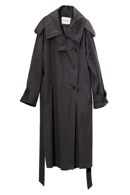 Long Double-Layer Lapel Trench Coat