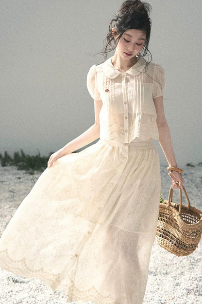 French Floral Lace Two-Piece Set