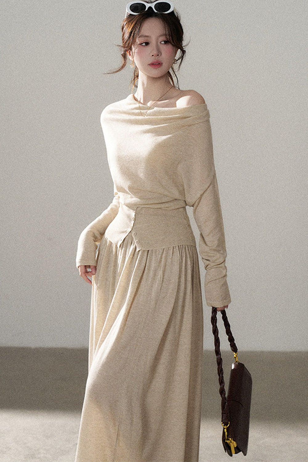 Long Sleeve Knit Top and Skirt Set