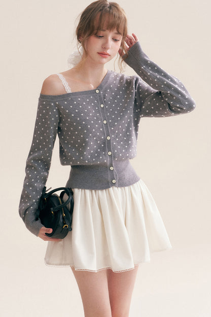 Polka Dot Knit Cardigan Top