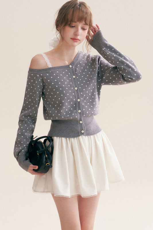 Polka Dot Knit Cardigan Top