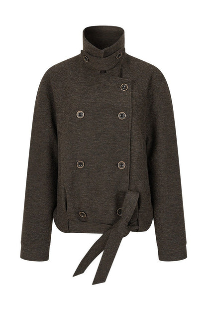 Stand Collar Tie-Up Wool Coat