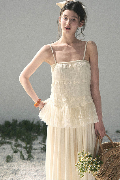 French Lace Summer Top and Pants Set