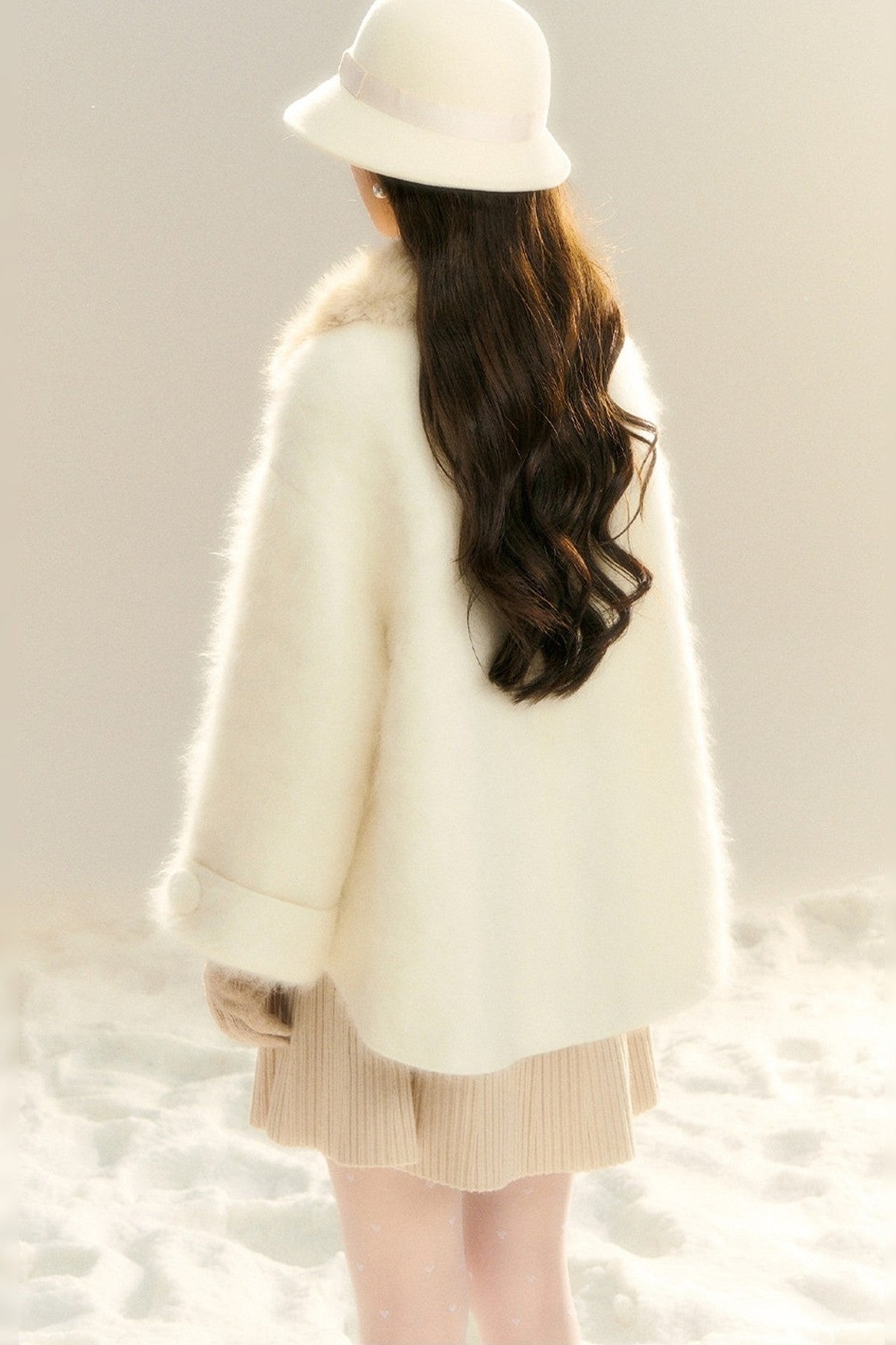 Cappotto in lana e pelliccia di volpe