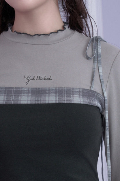 Gray Plaid Layered-Look Cami Top