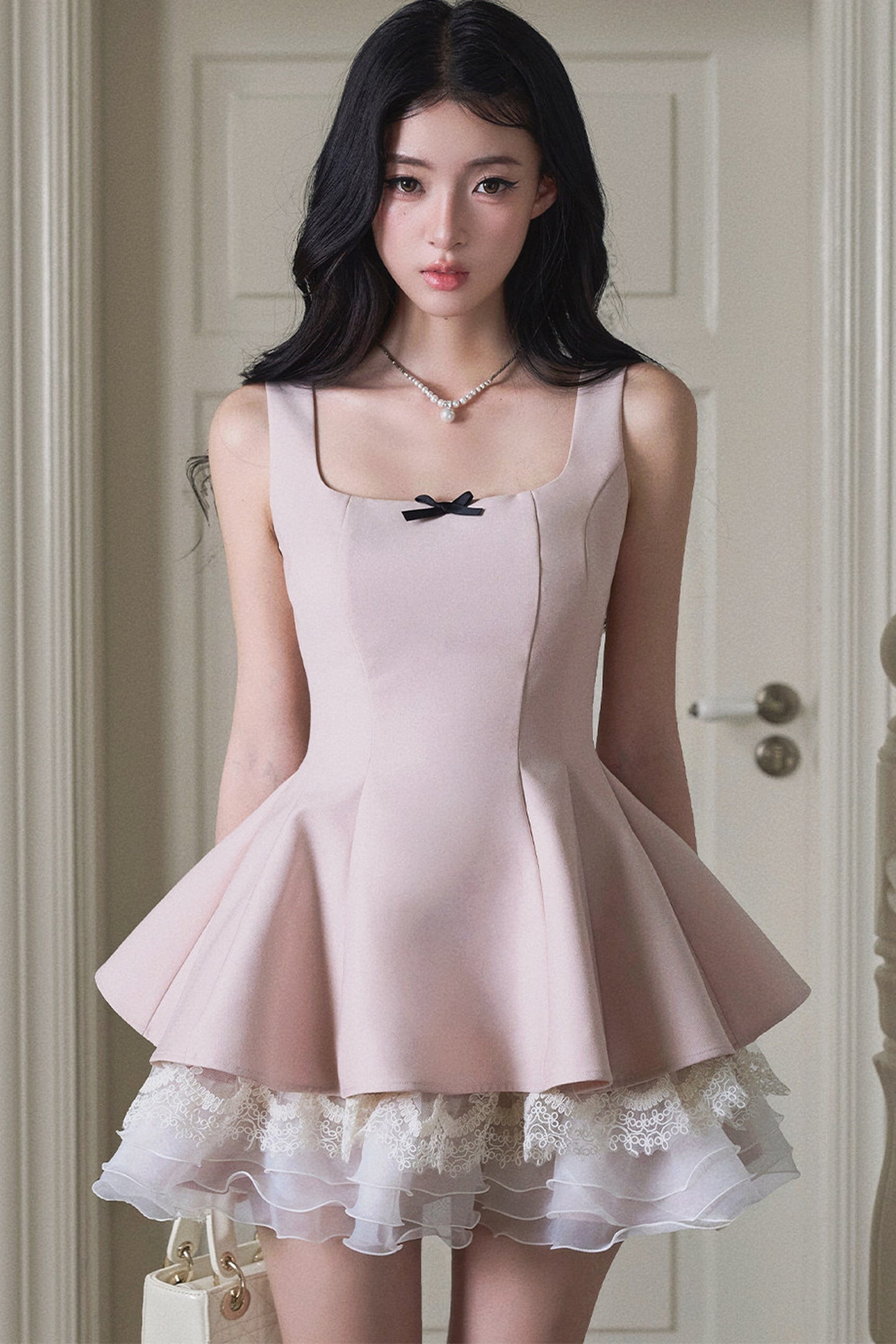 Lace Patchwork Puffy Short Princess Dress