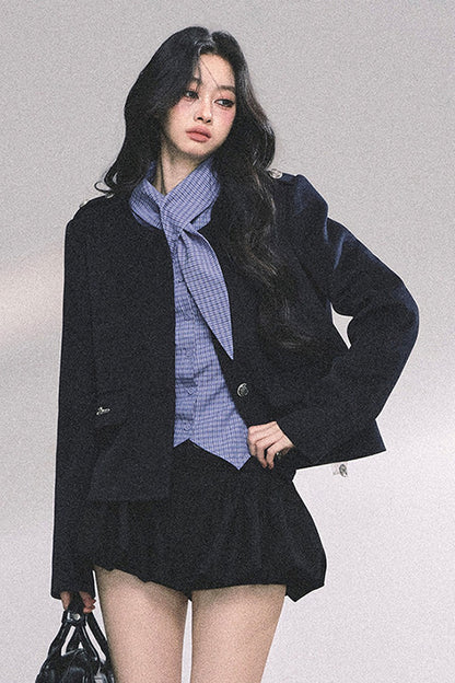 Klein Blue Plaid Blouse