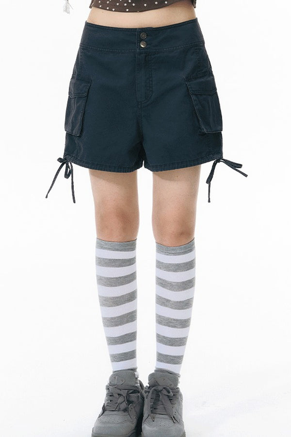 Washed Denim Cargo Shorts