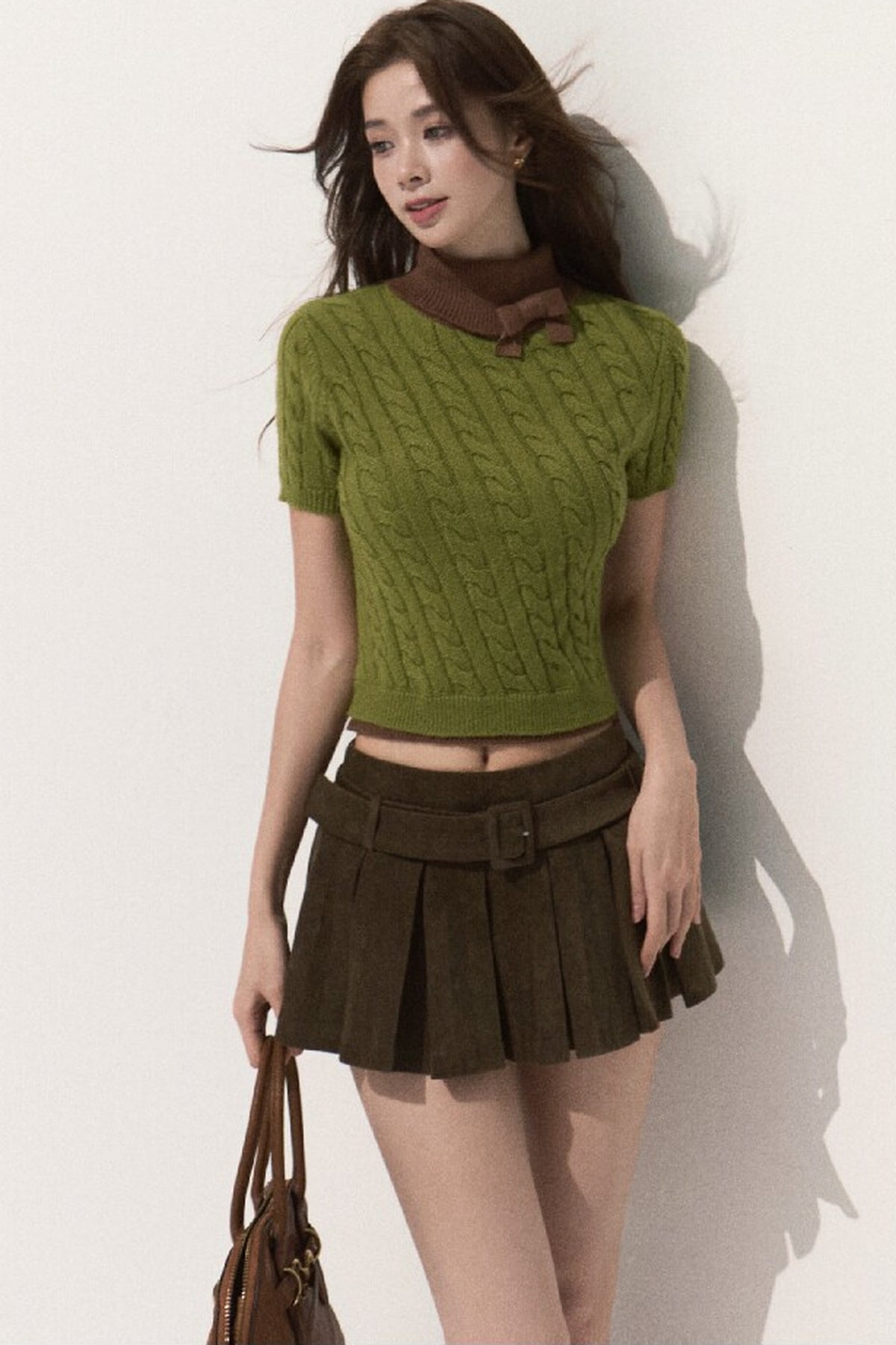 Lyocell High-Waisted Pleated Skirt