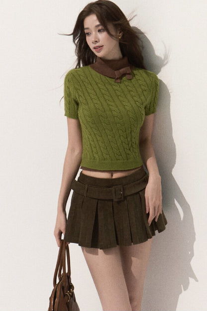 Lyocell High-Waisted Pleated Skirt