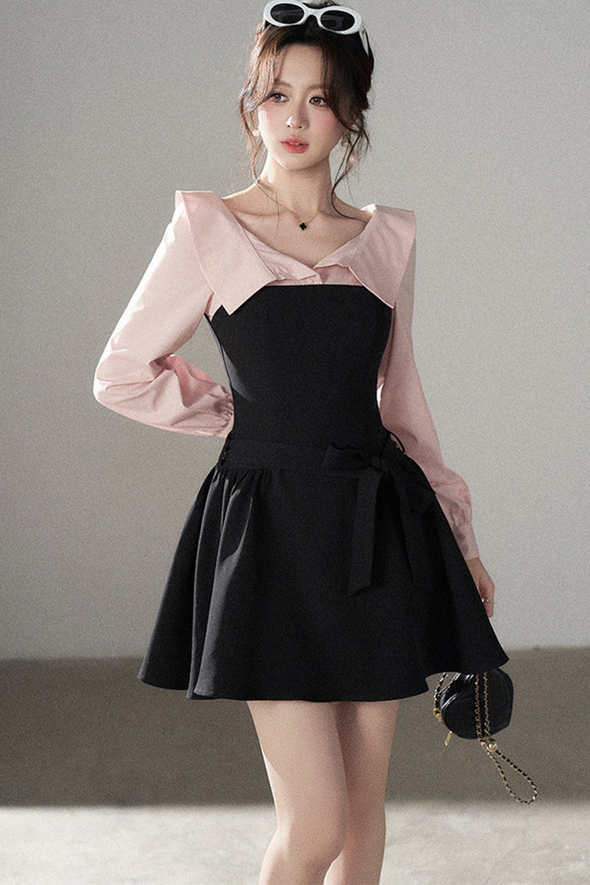 Black Flared Shirt Dress