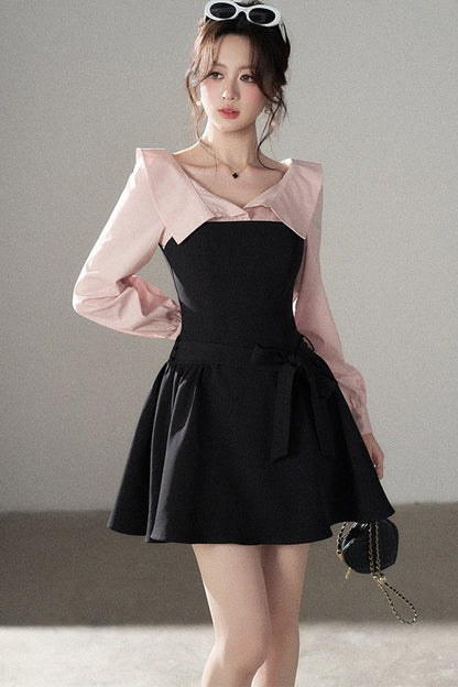 Black Flared Shirt Dress