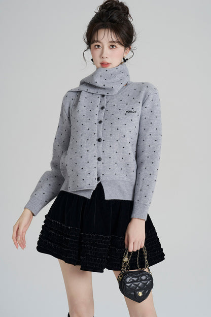 Short Woolen Knit Cardigan