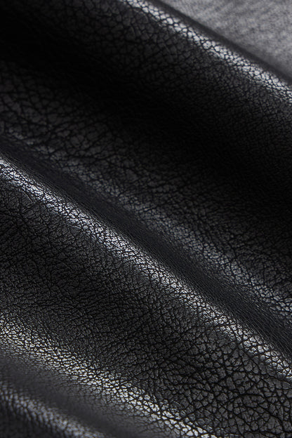 Lychee-Patterned Pu Biker Jacket