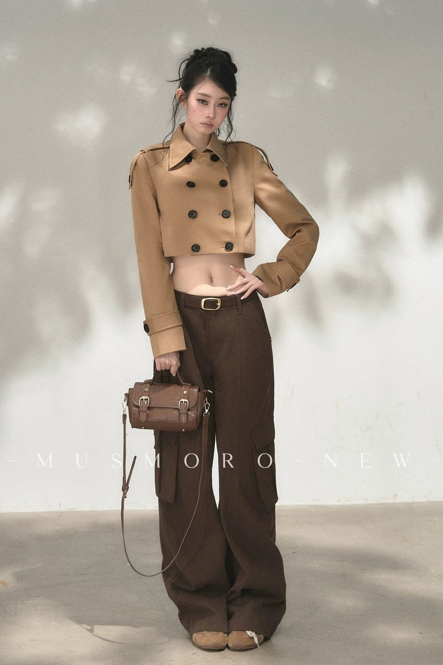 High-Waisted Double-Breasted Trench Coat