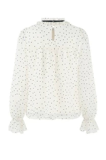 Polka Dot Chiffon Blouse and Skirt Set-Up