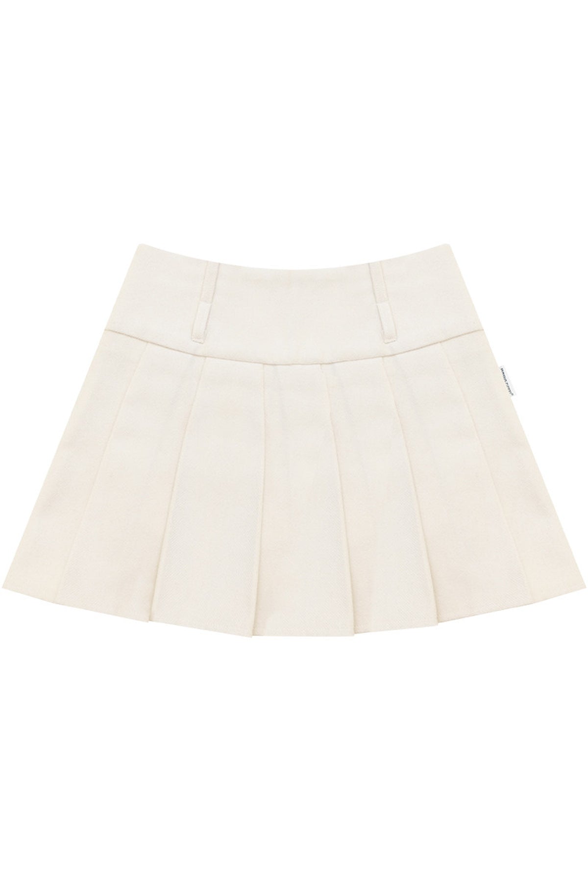 High-Waisted Apricot Pleated Woolen Skirt
