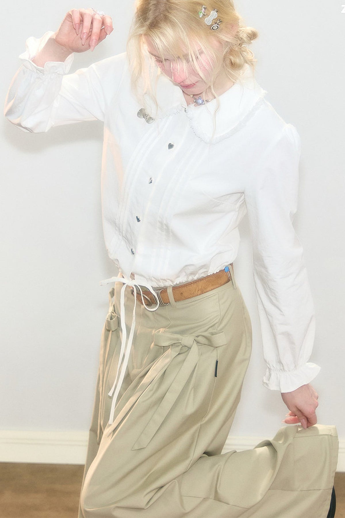 Tassel Doll Collar Short Shirt