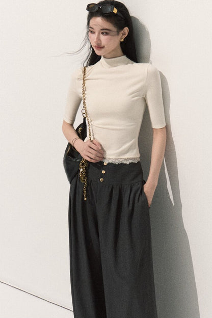 Wool Half-High Collar Knit Top