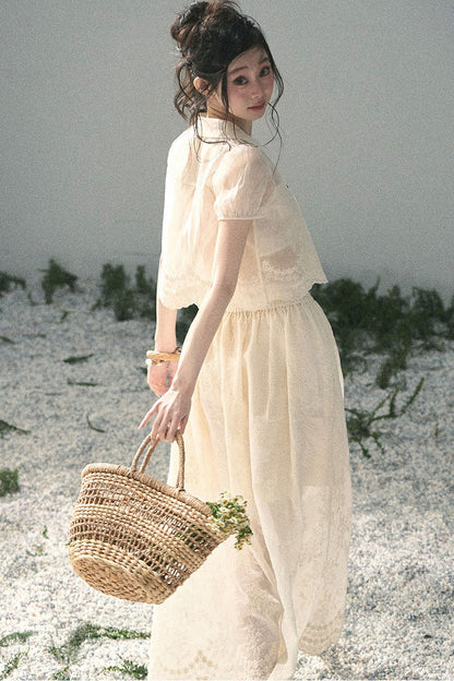 French Floral Lace Two-Piece Set