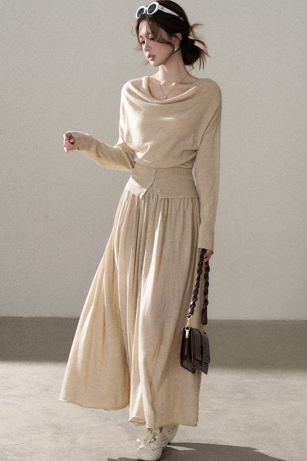 Long Sleeve Knit Top and Skirt Set