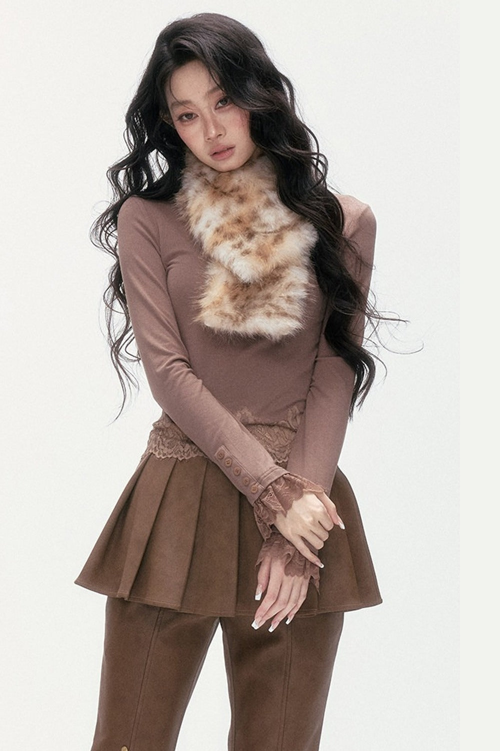 Flared Pants With Detachable Skirt