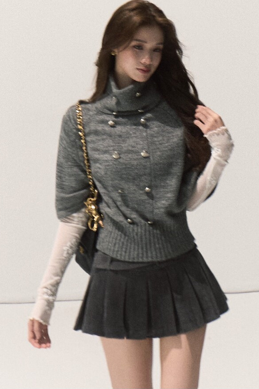 Lyocell High-Waisted Pleated Skirt