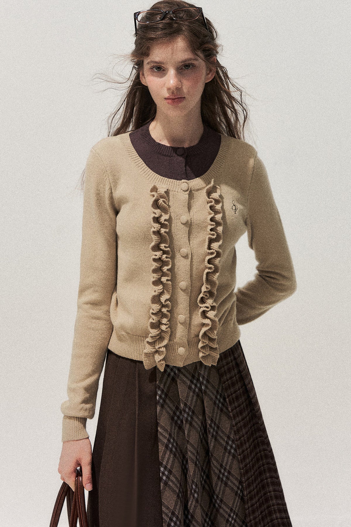 Layered-Look Floral Ruffle Sweater