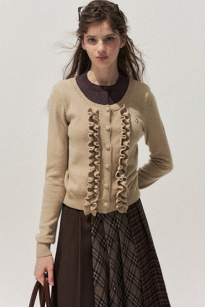 Layered-Look Floral Ruffle Sweater