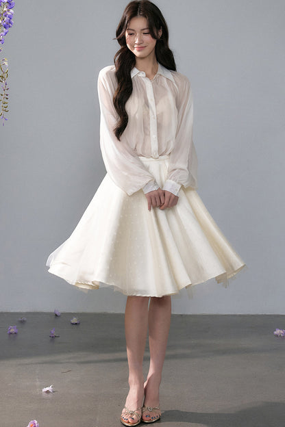 Schwingrock aus Satin mit Polka-Dots