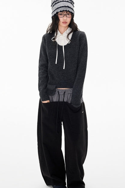 Patchwork Doll Collar Pullover Sweater