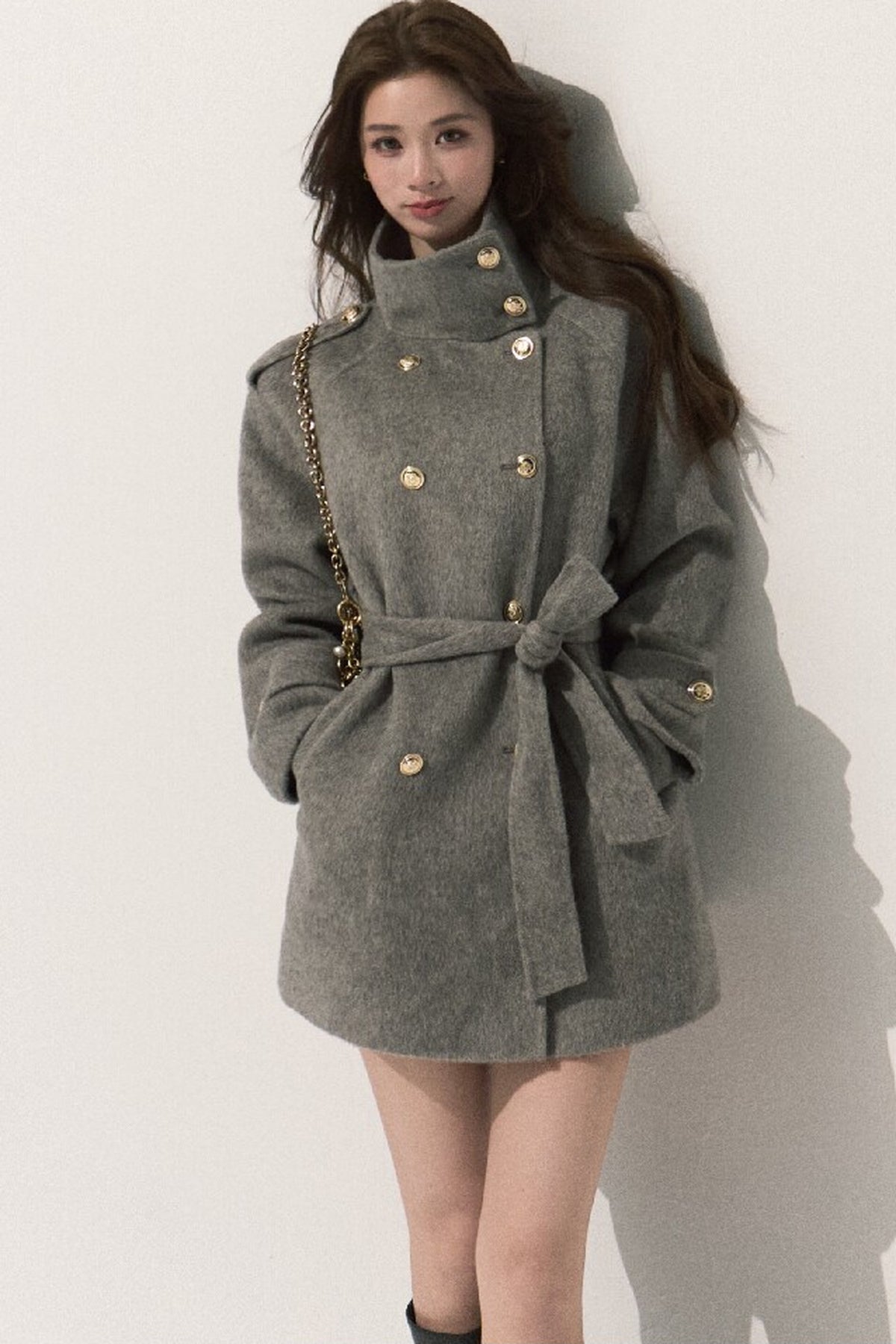 Cappotto in pura lana con cintura