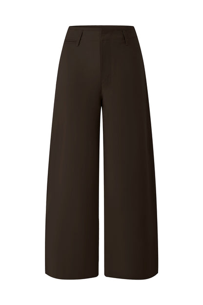 Pantalon taille basse à jambes larges