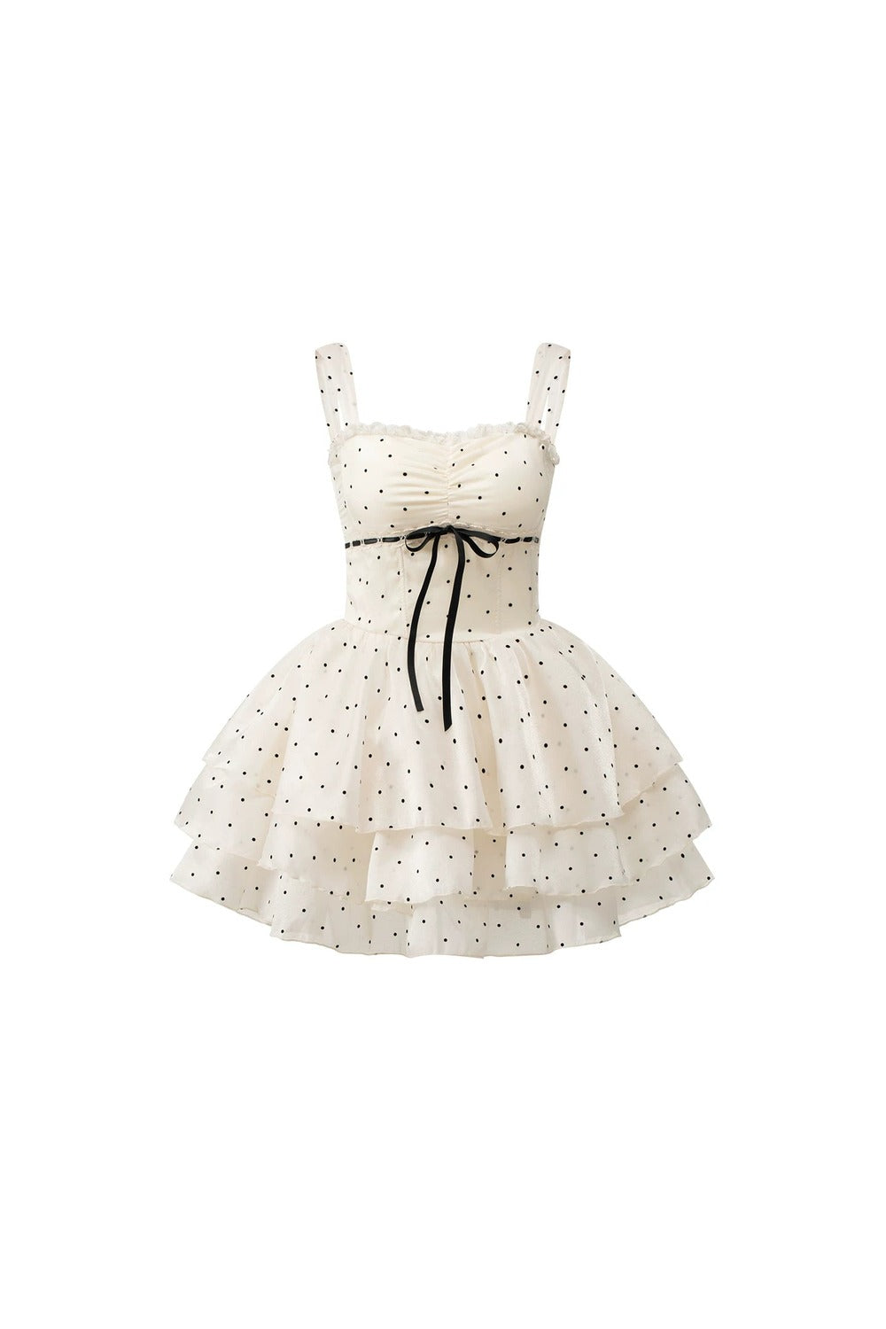 Sleeveless Polka Dot Puffy Dress