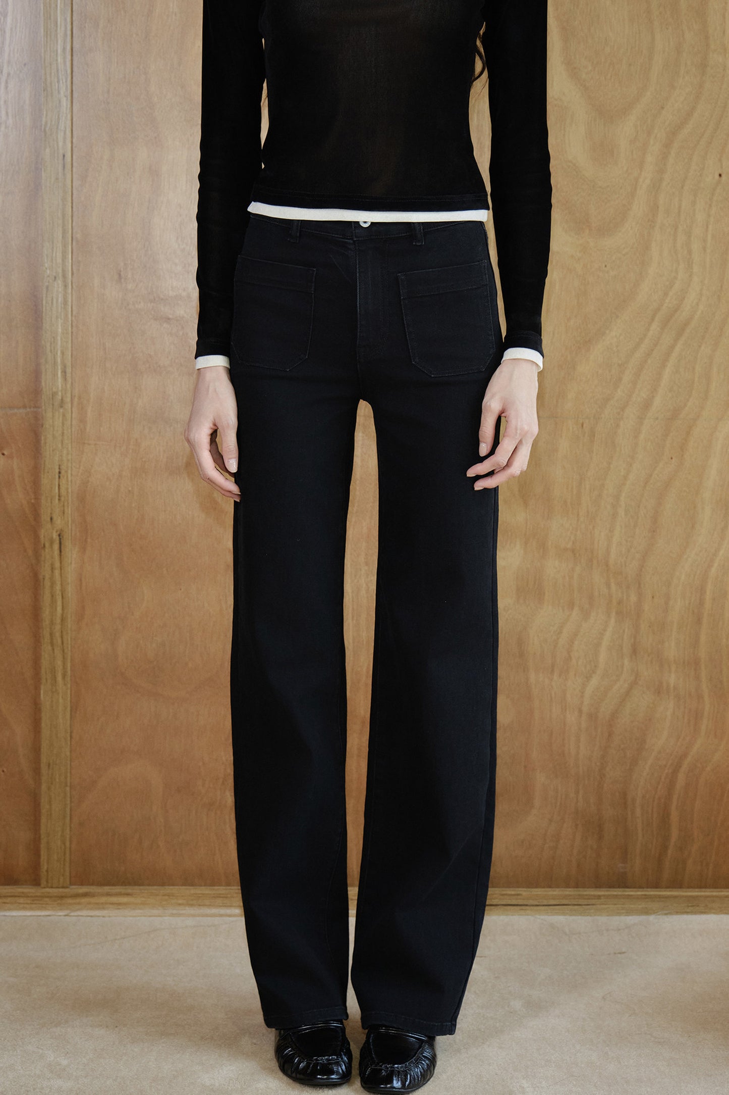 Pantaloni in cotone a vita alta