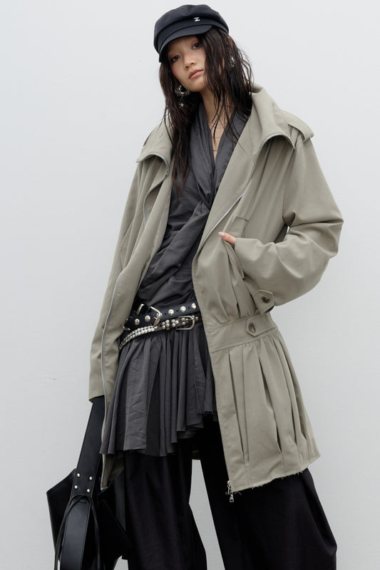 Sculptural Pleated Balloon Windbreaker