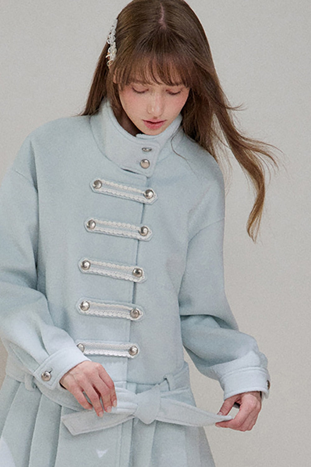 Petite Double-Breasted Woolen Coat