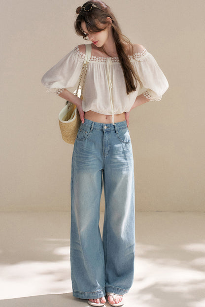 Irregular French Lace Off-Shoulder Set-Up