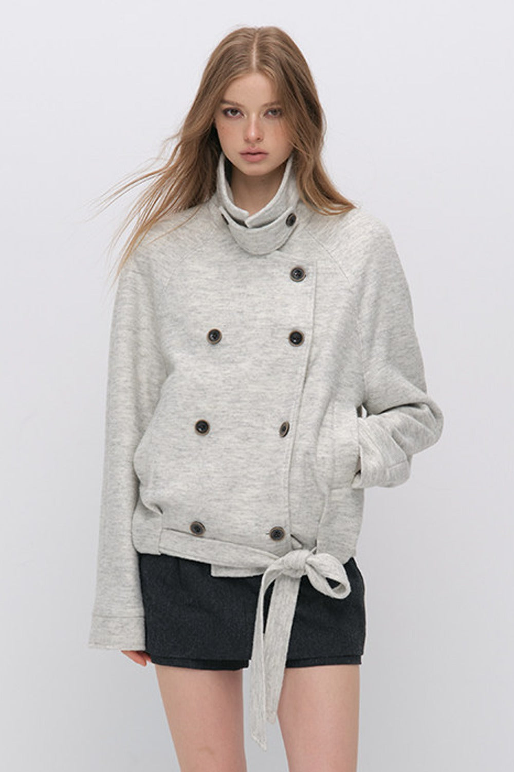 Belted Wool A-Line Skirt