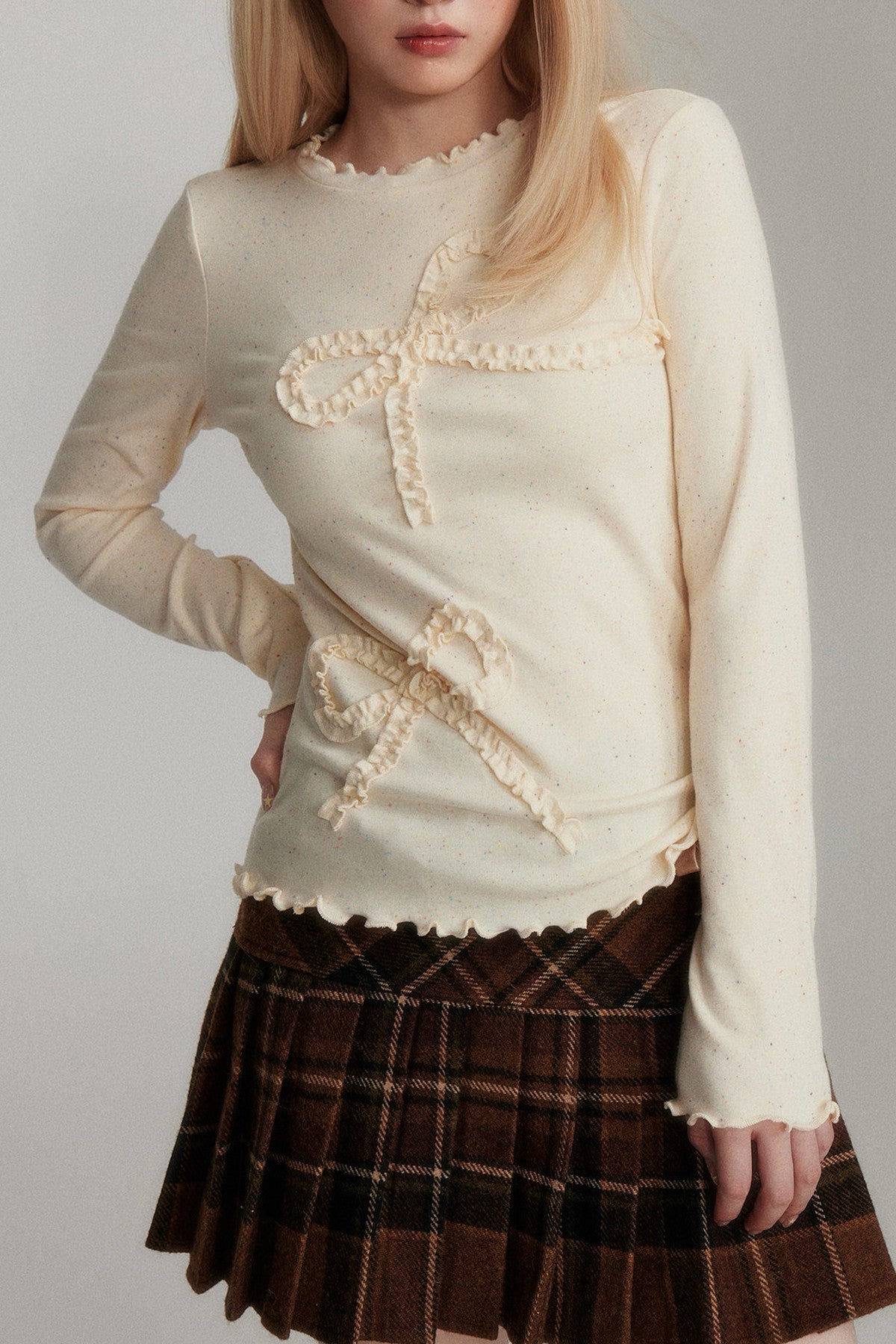 Wool Plaid Pleated Half Skirt