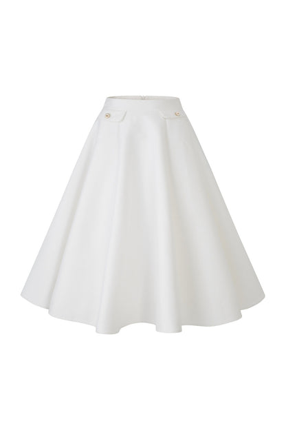 High-Waisted Pleated Mid-Length Skirt