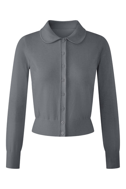 Long Sleeve Doll Collar Knitted Top
